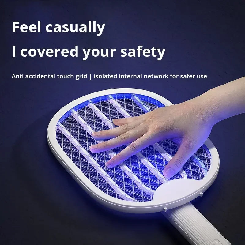 Rechargeable Electric Mosquito Killer Racket 2 In 1 Led Flash Light (random Color)