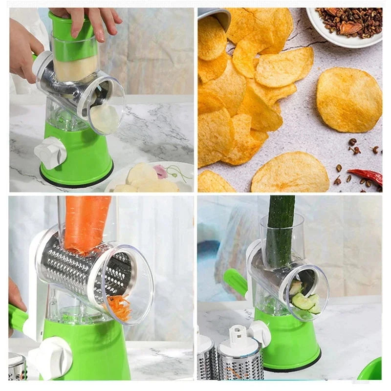 Multifunctional 3-in-1 Rotary Vegetable Cutter