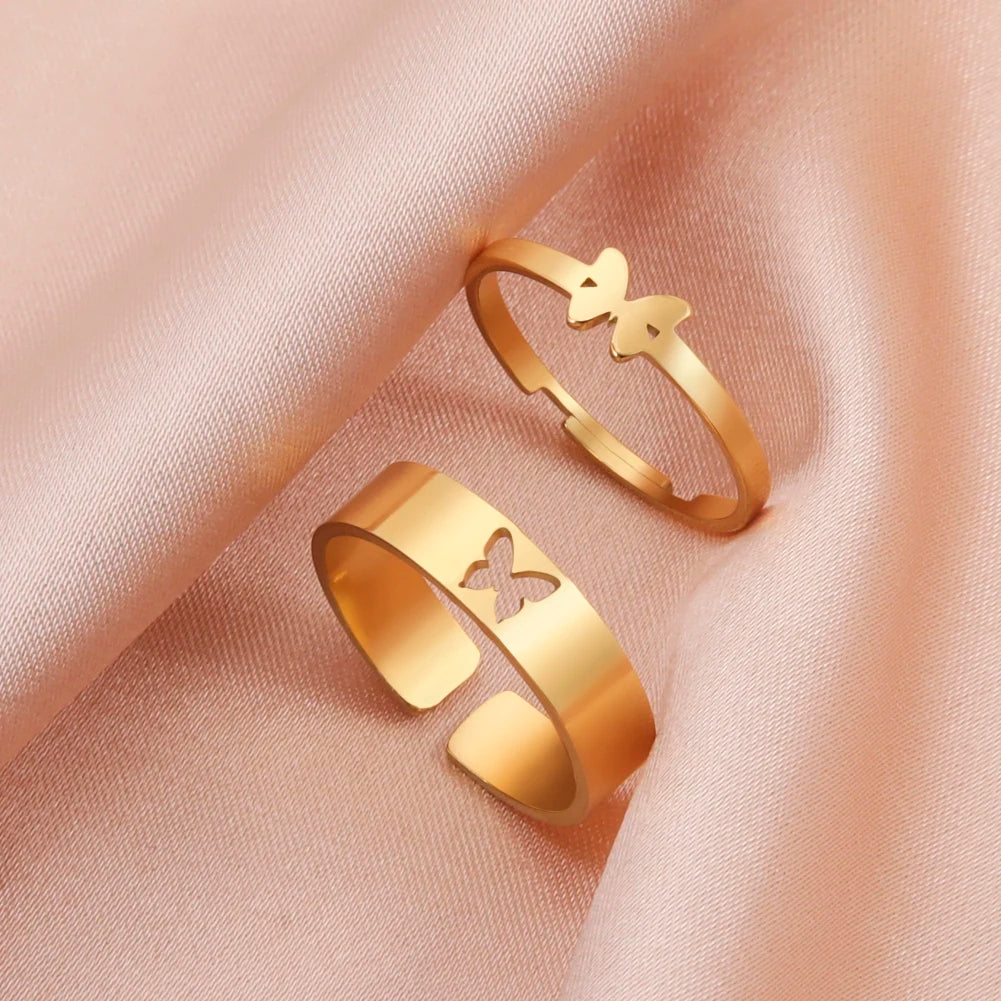 2pc Butterfly Couple Ring (Random Color)