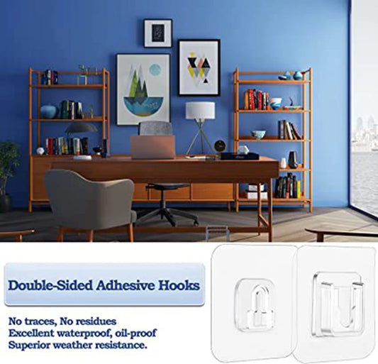 6 Pairs Double Sided Adhesive Wall Mounted Hooks