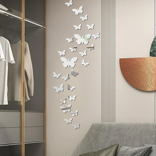 Butterfly Acrylic Mirror Wall Stickers 25pc Set