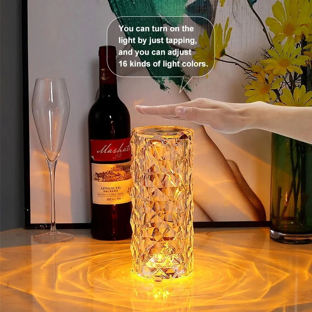 16 Colors Diamond Rose Crystal Lamp