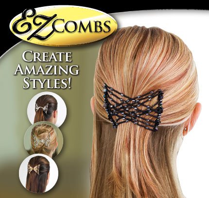 2-Pcs Ez Beads Hair Styling Combs Elastic Double Clips For Women