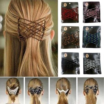 2-Pcs Ez Beads Hair Styling Combs Elastic Double Clips For Women