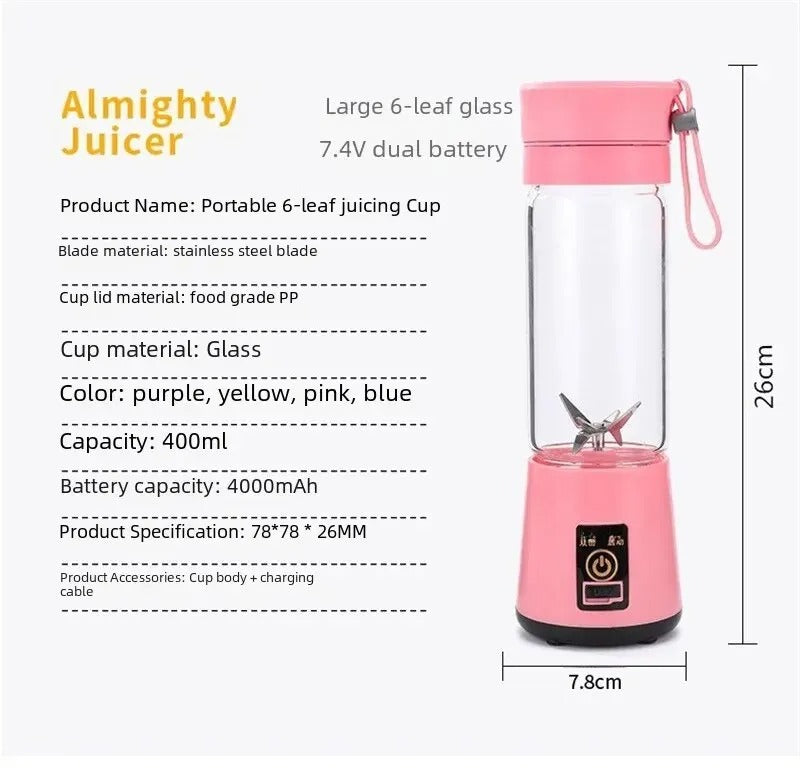 Portable Mini Rechargeable Juicer Blender (Random Color)