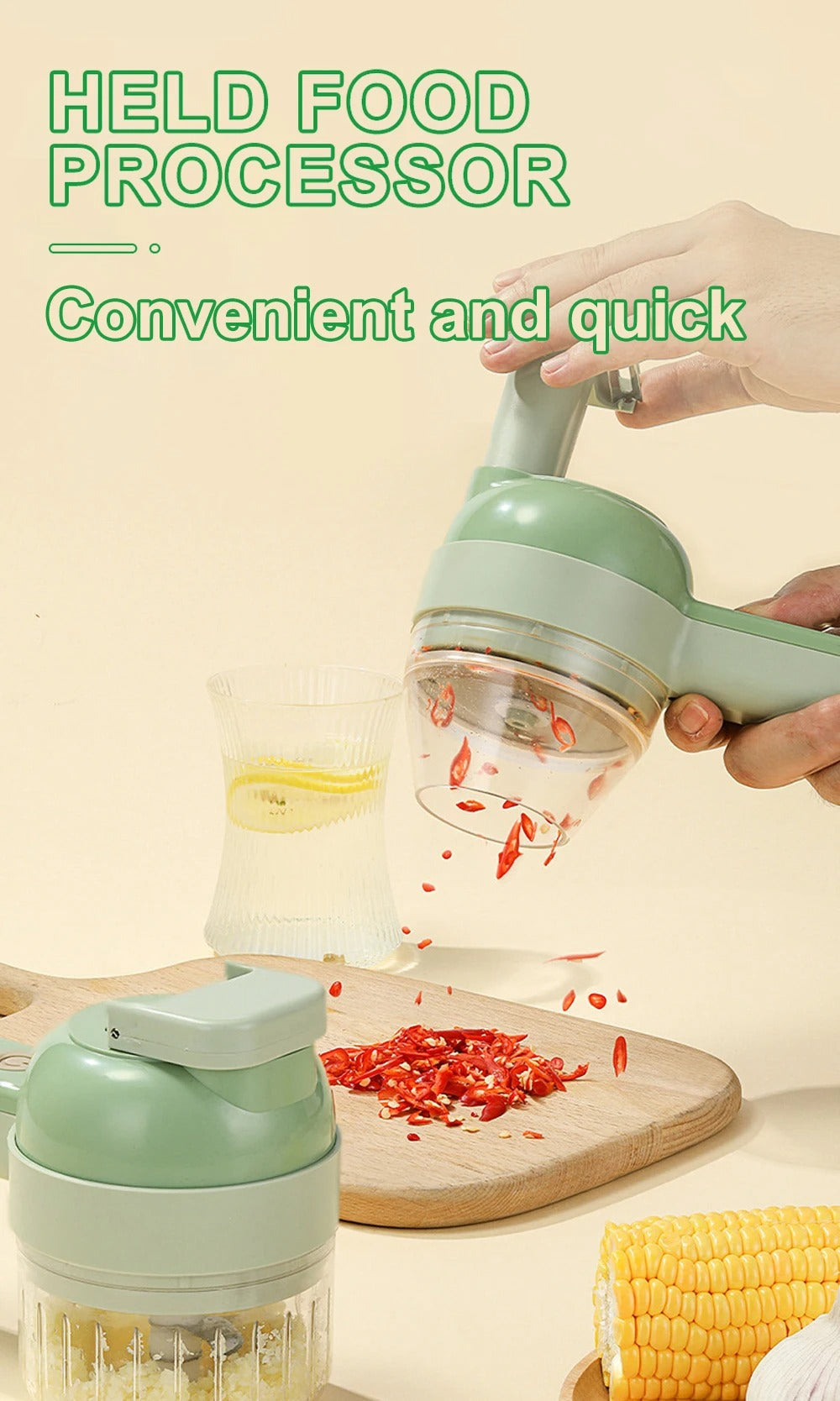 Electric Handheld Food Chopper With Cleaning Brush