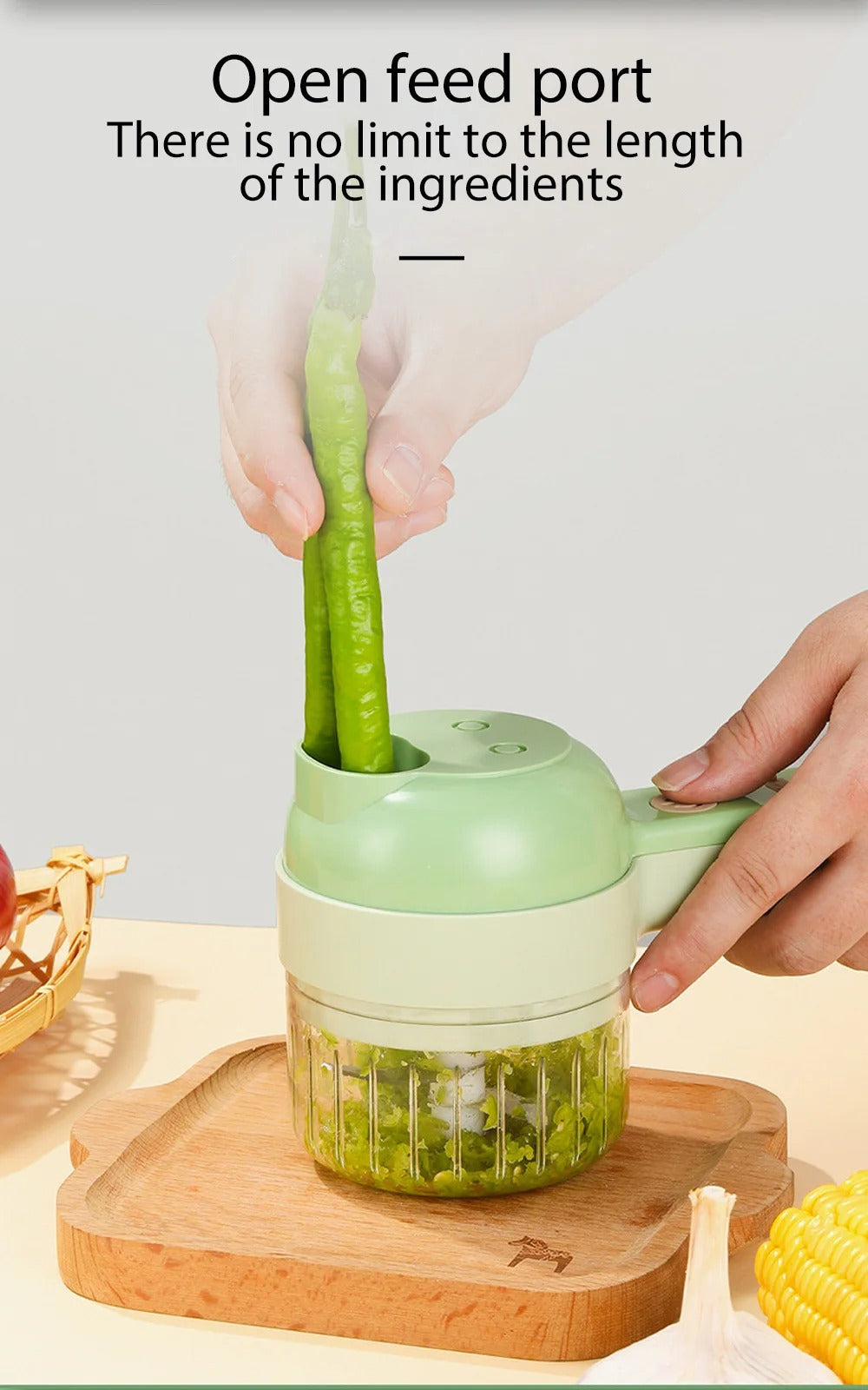 Electric Handheld Food Chopper With Cleaning Brush