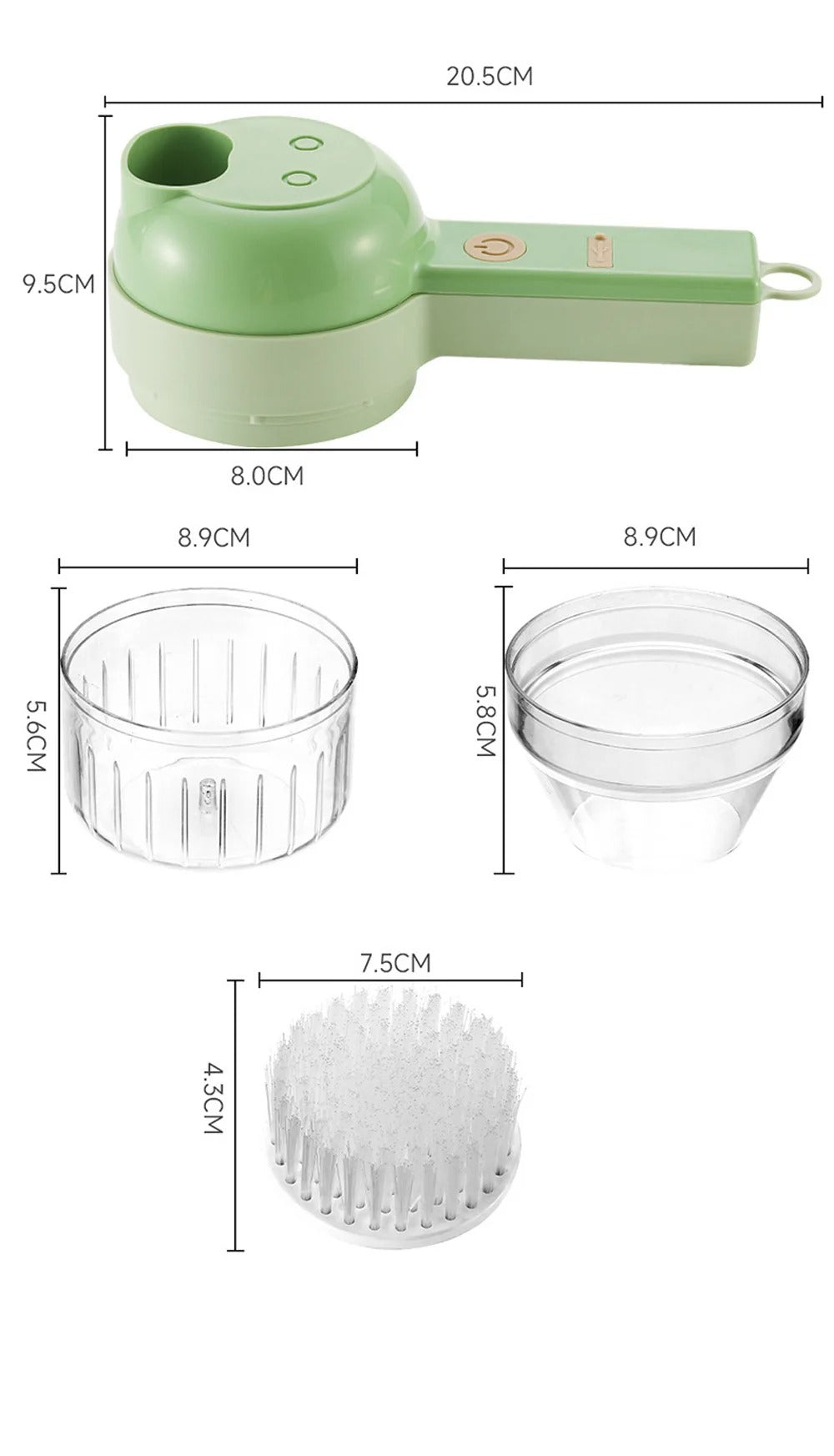 Electric Handheld Food Chopper With Cleaning Brush