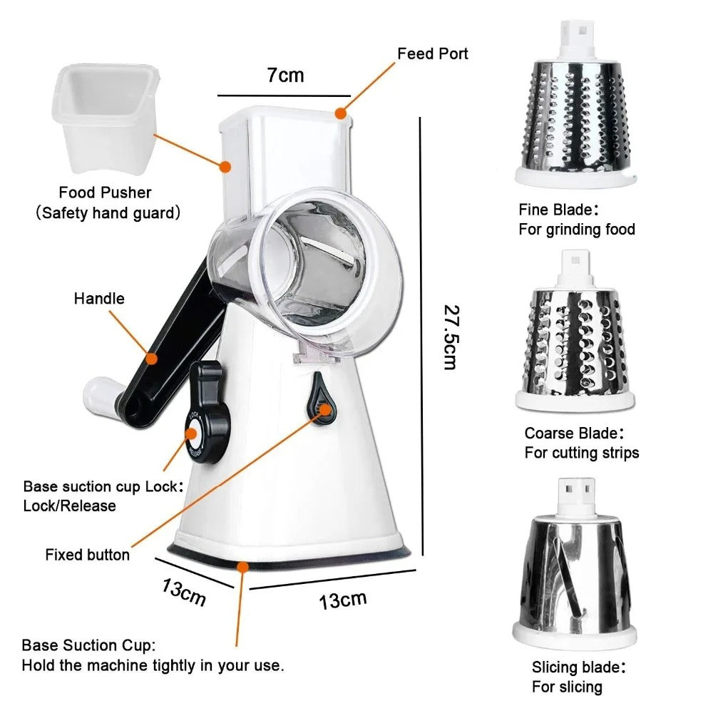 Multifunctional 3-in-1 Rotary Vegetable Cutter