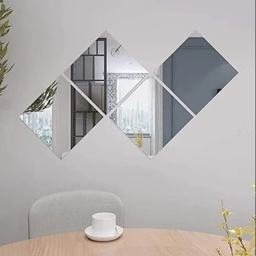 4-Pcs Mirror For Wall Stickers Frameless (size 200 X 300 Mm)